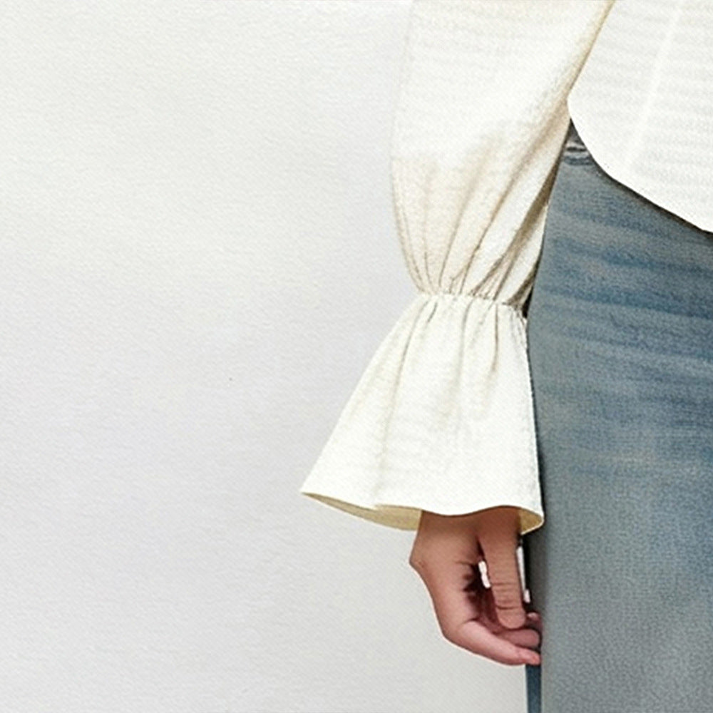 Damen Bluse mit Volantärmeln Tailliert Norvielle