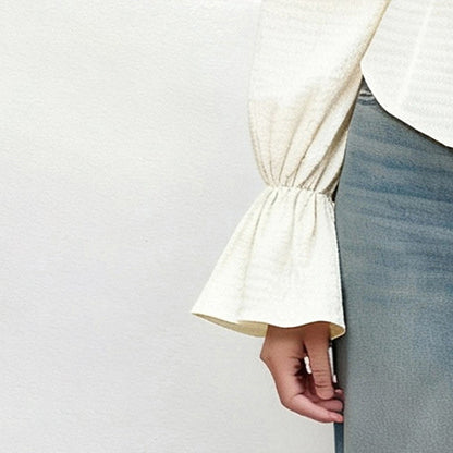 Damen Bluse mit Volantärmeln Tailliert Norvielle