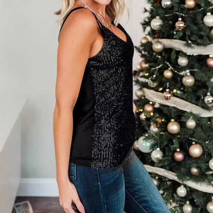 Damen Glitzer V-Ausschnitt Norvielle