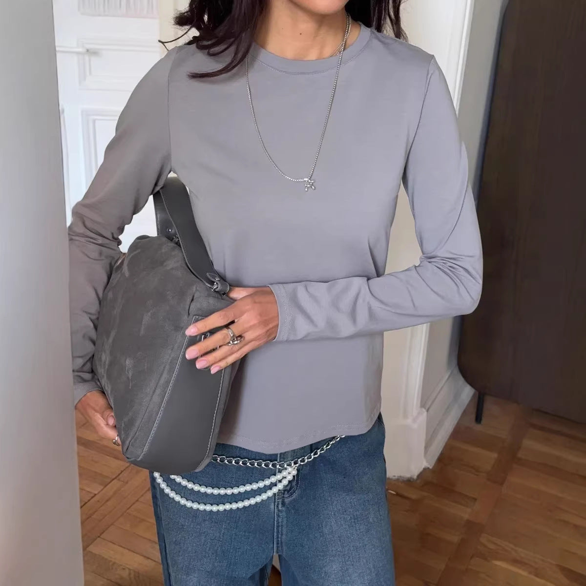 Damen Langarmshirt Körperbetonter Schnitt Norvielle