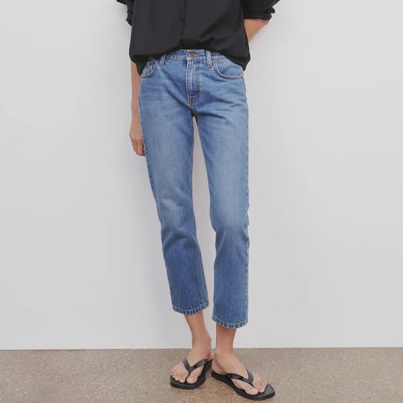 Damen High-Waist Jeans Lässiger Schnitt Norvielle - Norvielle
