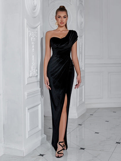 Damen Abendkleid Schulterfrei Seide Norvielle