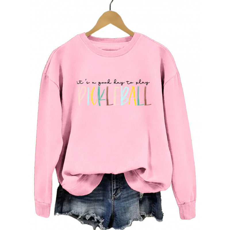 Damen Sweatshirt Bunter Pickleball-Druck Norvielle