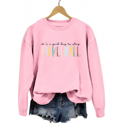 Damen Sweatshirt Bunter Pickleball-Druck Norvielle