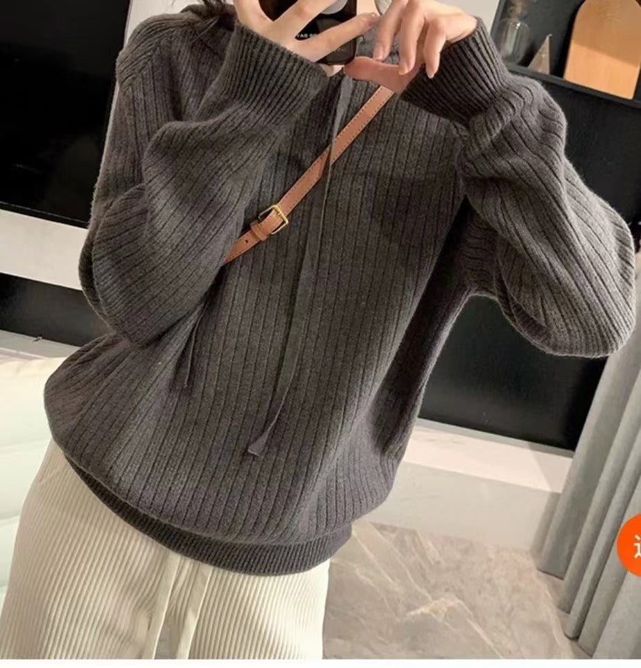 Damen Kapuzenpullover Rippstruktur Lässiger Schnitt Norvielle
