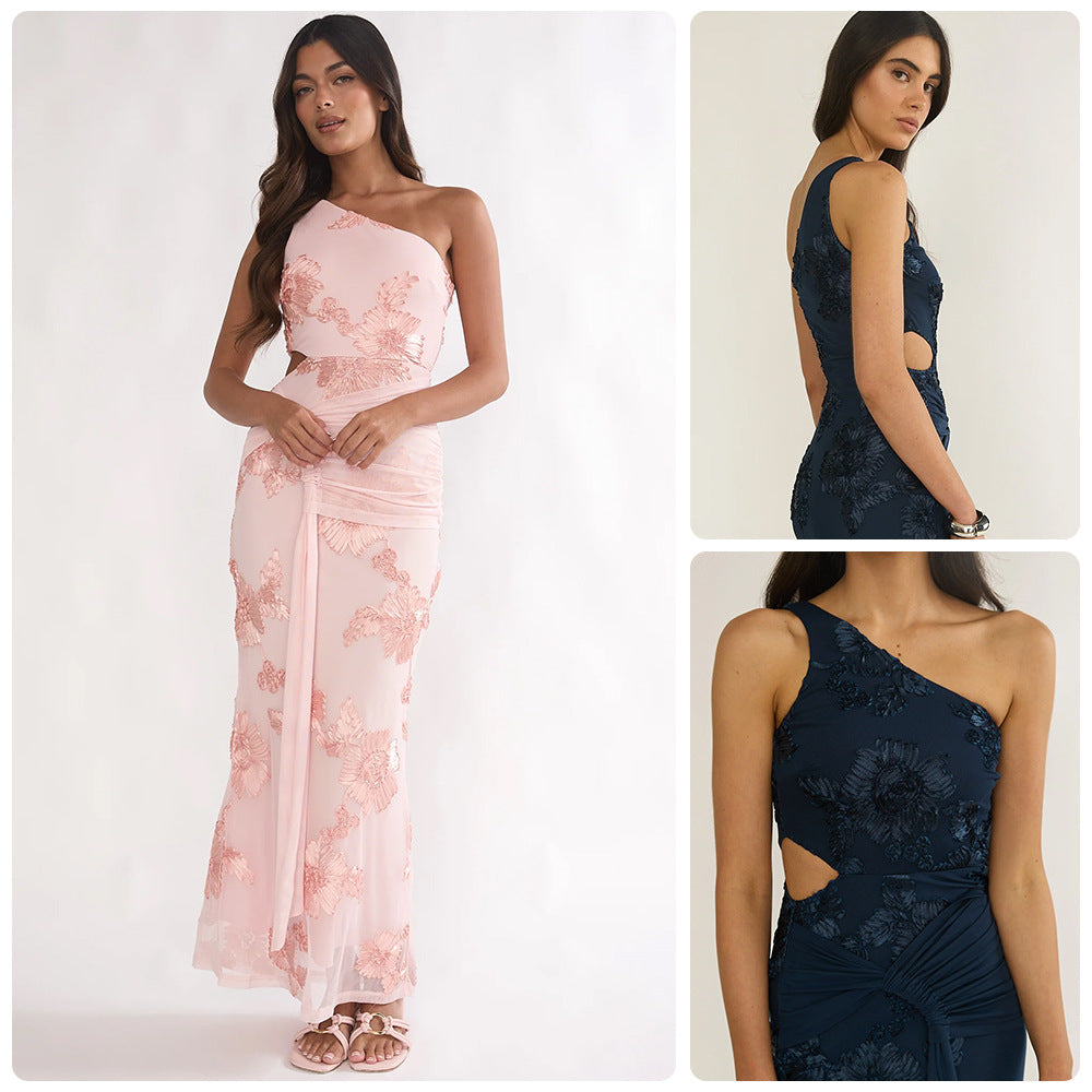 Damen Abendkleid Asymmetrisch Florales Design Norvielle - Norvielle