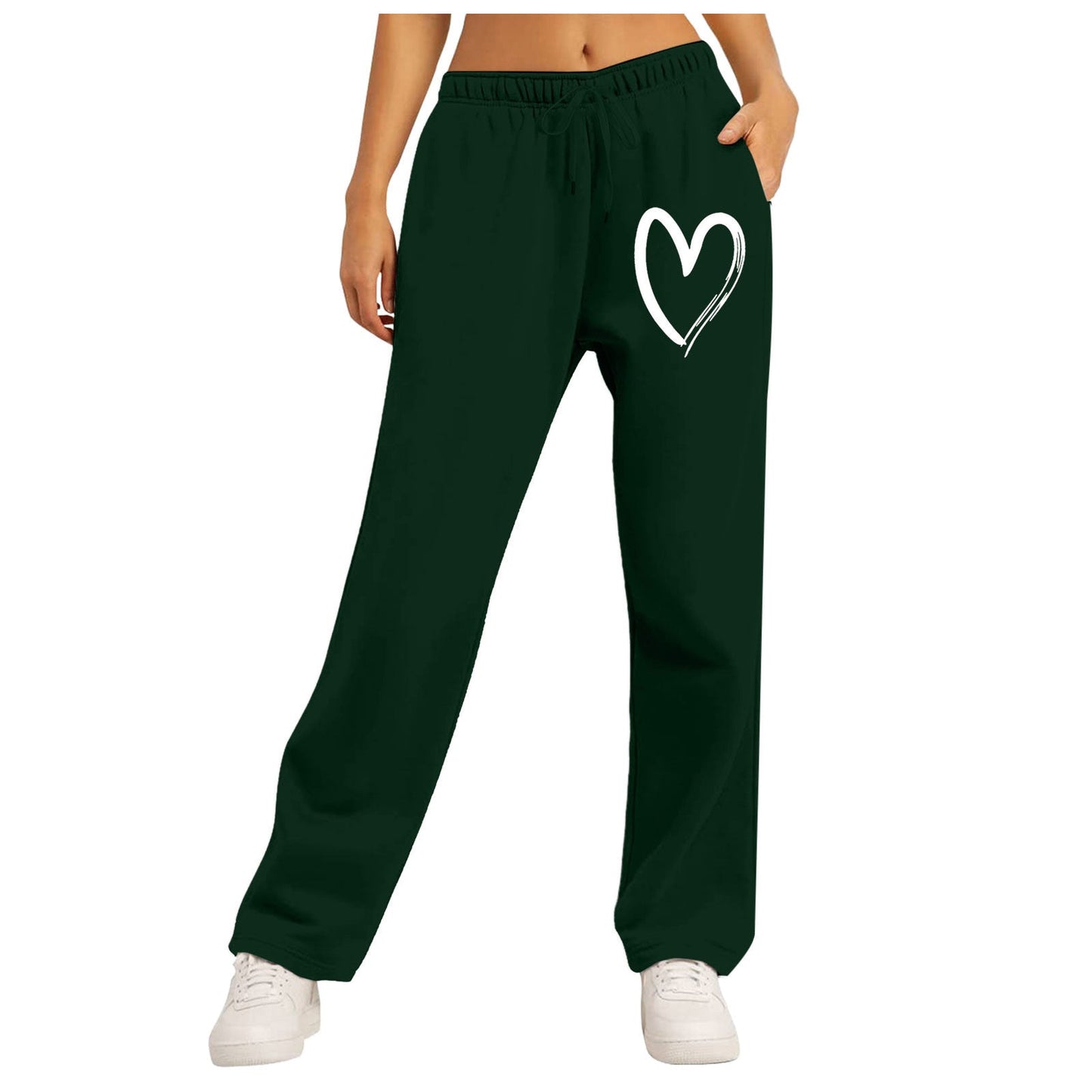 Damen Freizeithose Elastischer Bund Herzmotiv Norvielle