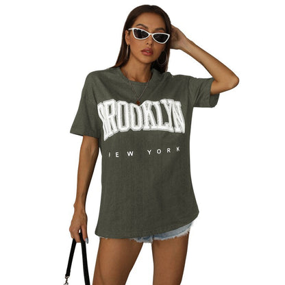 Damen Oversized T-Shirt Brooklyn-Print Norvielle