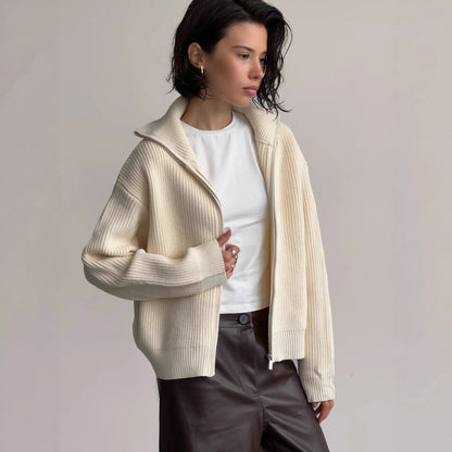 Damen Strickjacke Hochkragen Norvielle