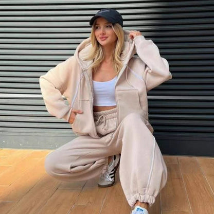 Damen Hoodie Jogginghose Anzug Elastisch Bequem