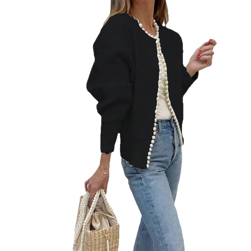 Damen Strickjacke Perlknöpfe Moderner Schnitt Norvielle