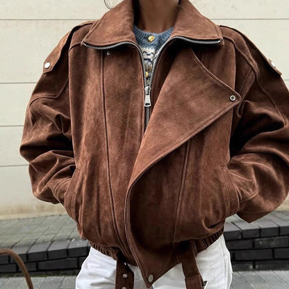 Damen Kurzjacke Urbaner Stil Hocher Kragen Schwarz Norvielle - Norvielle