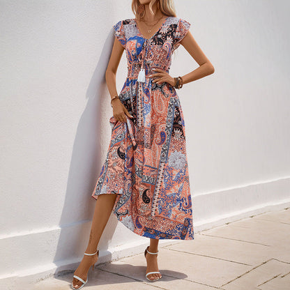 Damen Maxi-Kleid Paisley-Design Tailliert Norvielle