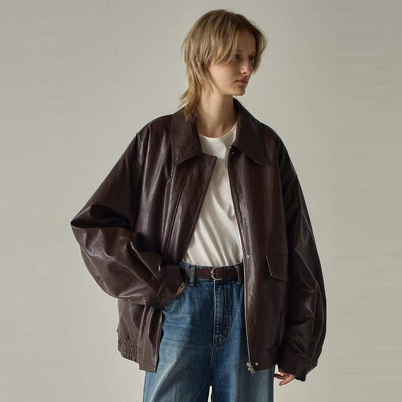 Damen Oversized Kunstlederjacke Norvielle -> Damen Kunstlederjacke - Norvielle