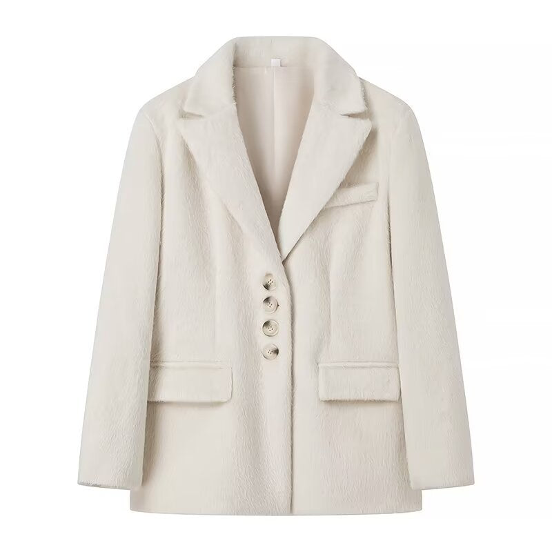 Damen Teddyblazer Elegante Knopfleiste Norvielle