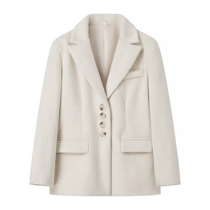 Damen Teddyblazer Elegante Knopfleiste Norvielle