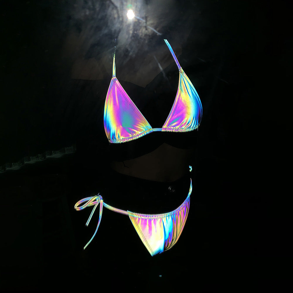 Damen Cropped Bralette Schimmer Effekt Heidi Mode