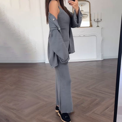 Damen Strickkleid mit Cardigan Überwurf Norvielle
