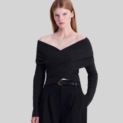 Damen Übergröße Wickelpullover Norvielle