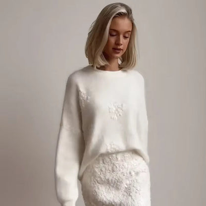 Damen Pullover Florales Spitzenmotiv Norvielle - Norvielle