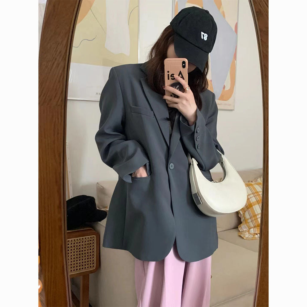 Damen Oversized Blazer aus Wolle mit Taschen Schwarz - Norvielle