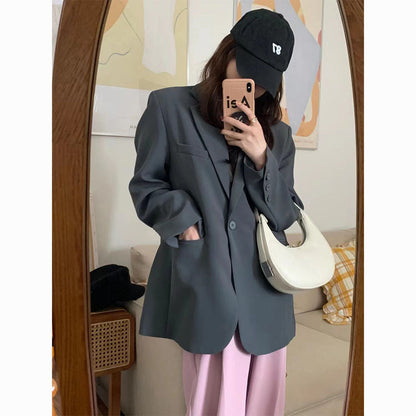 Damen Oversized Blazer aus Wolle mit Taschen Schwarz - Norvielle