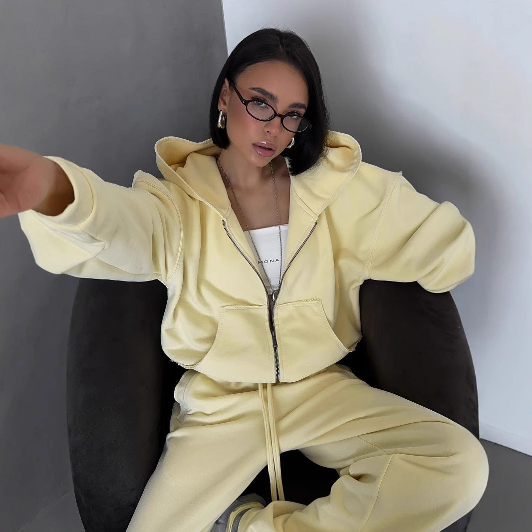 Damen Oversized-Set Hoodie und Hose Lässig Schwarz - Norvielle