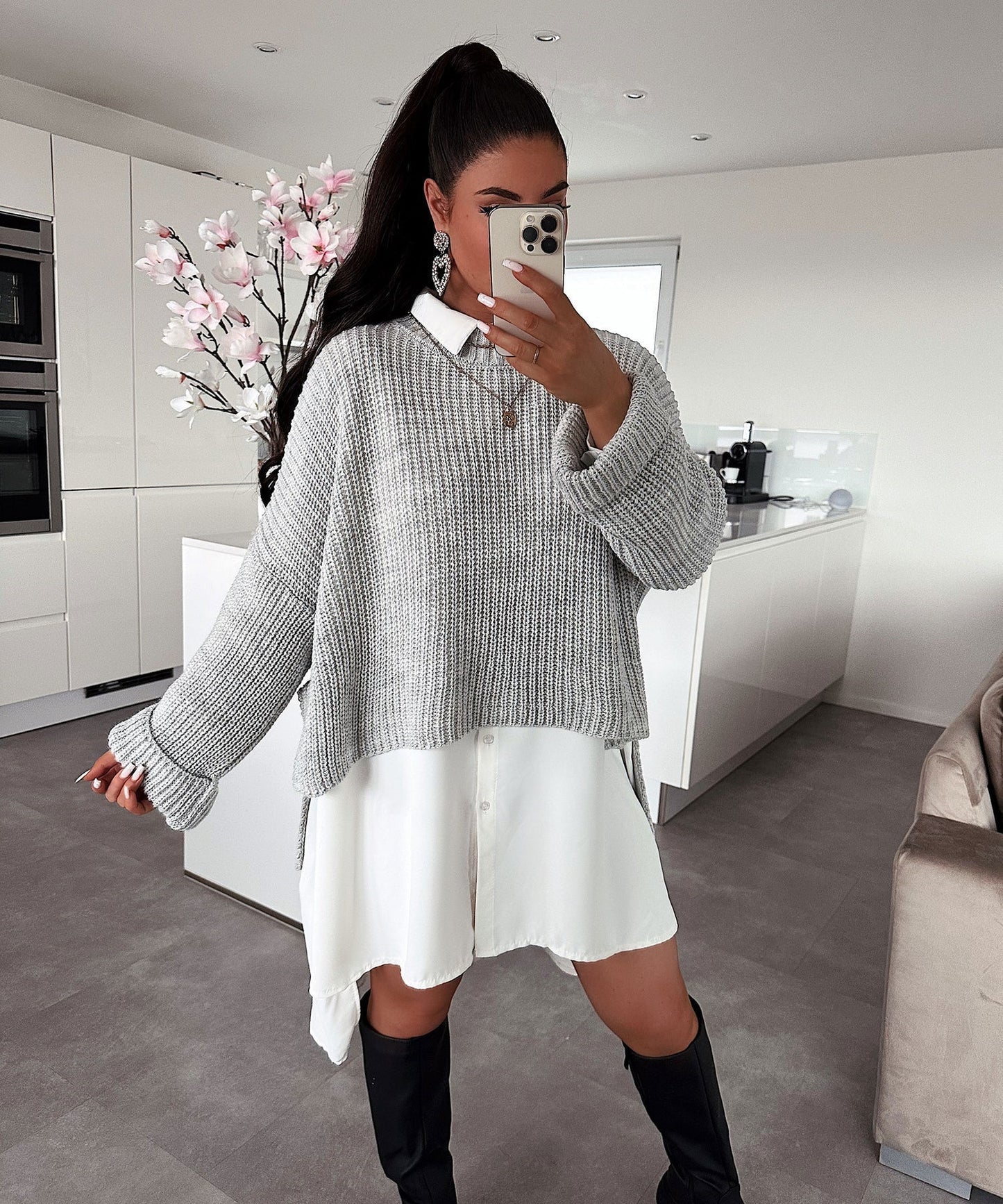Damen Pullover Strukturiert Weit Norvielle
