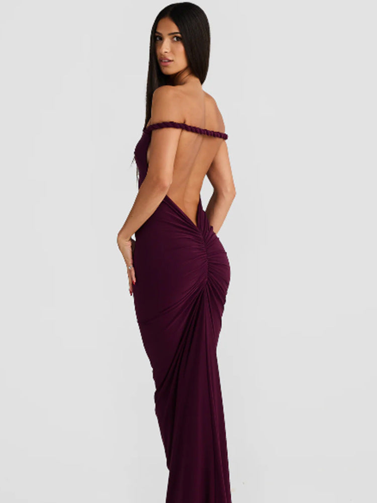 Damen Abendkleid Figurbetont Halterdesign schwingender Saum