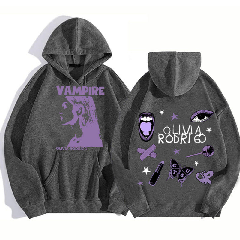 Damen Oversized Kapuzenpullover Vampir-Print