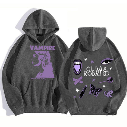 Damen Oversized Kapuzenpullover Vampir-Print