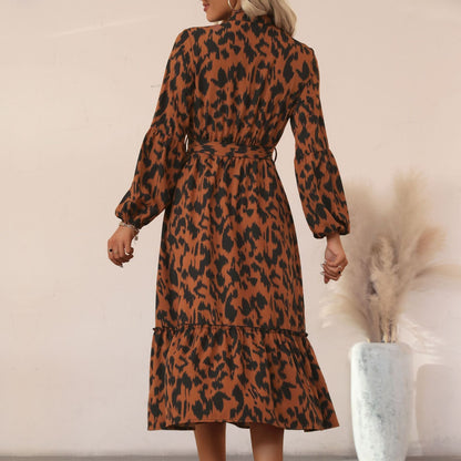 Damen Maxikleid Voluminöser Rock Elegantes Rüschenkleid