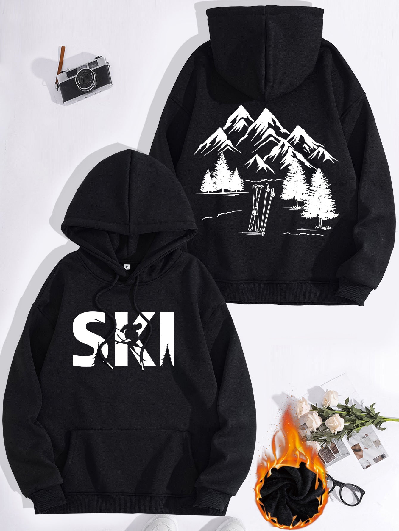 Damen Kapuzenpullover Ski-Design Gemütlich Norvielle