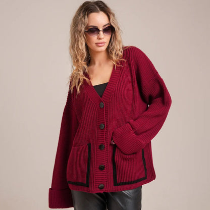 Damen Strickjacke Lässiger Schnitt Mit Taschen Beige