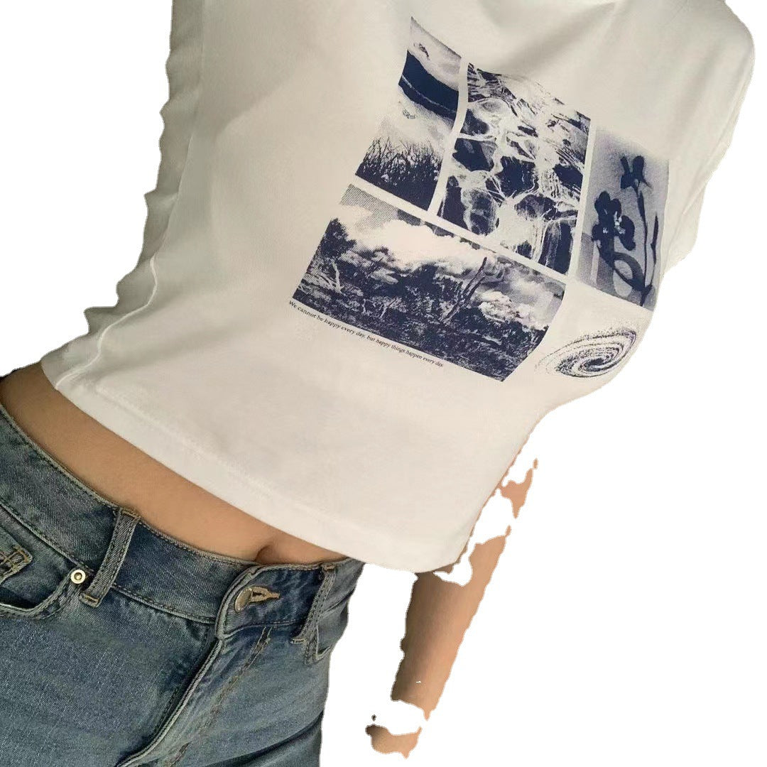 Damen Cropped T-Shirt mit Grafikdesign Norvielle