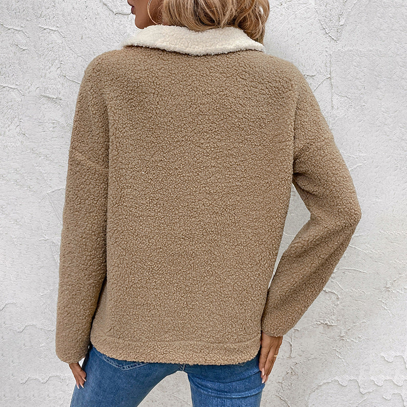 Damen Fleece-Pullover Reißverschluss Brusttasche Norvielle