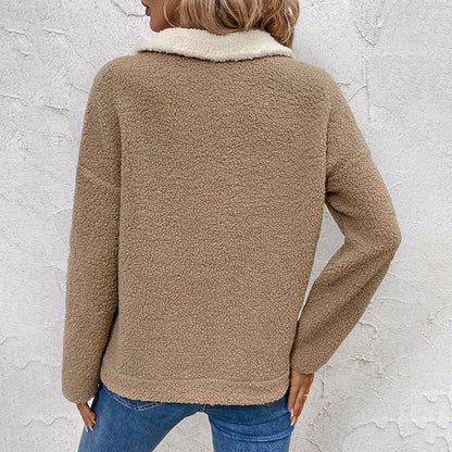 Damen Fleece-Pullover Reißverschluss Brusttasche Norvielle
