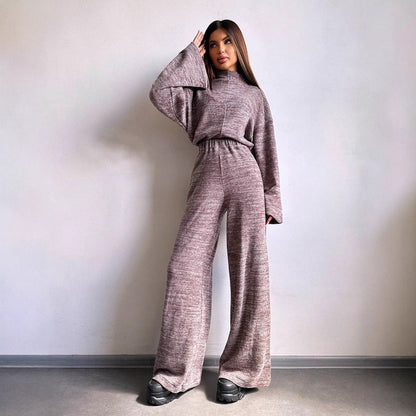 Damen Loungewear-Set Weites Rippdesign Bequem
