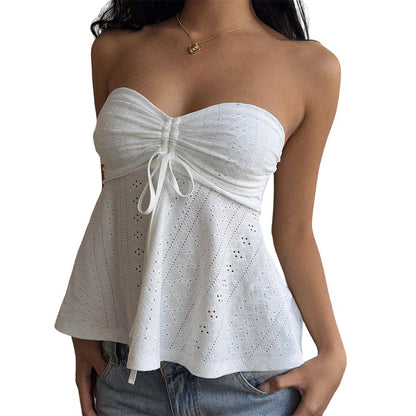 Damen Off-Shoulder Bluse Spitzen-Design