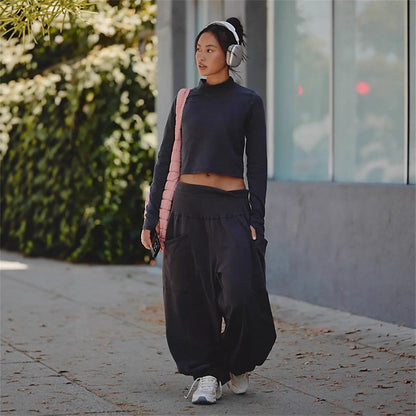 Damen Set Langärmliges Oberteil Weite Hose Norvielle