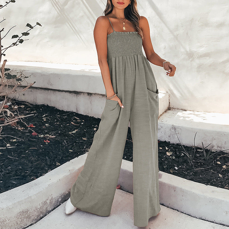 Damen Jumpsuit Weites Bein Elastisch Norvielle