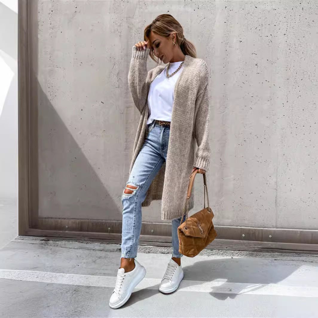 Damen Strickjacke Lässiger Schnitt Weich Grün