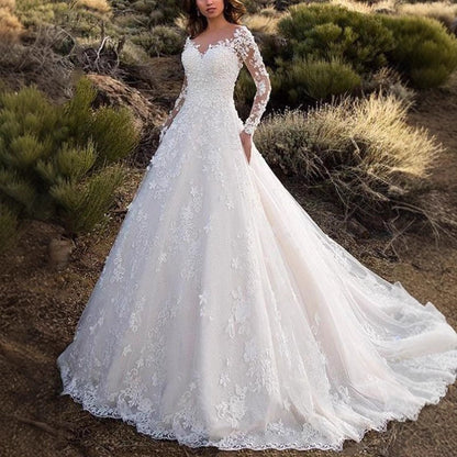 Damen Abendkleid Spitze V-Ausschnitt Lange Ärmel Schwarz - Norvielle