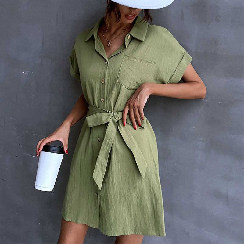 Damen Hemdblusenkleid Taillierbarer Gürtel Norvielle
