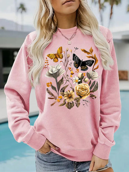 Damen Sweatshirt Floraler Druck Lässig Norvielle