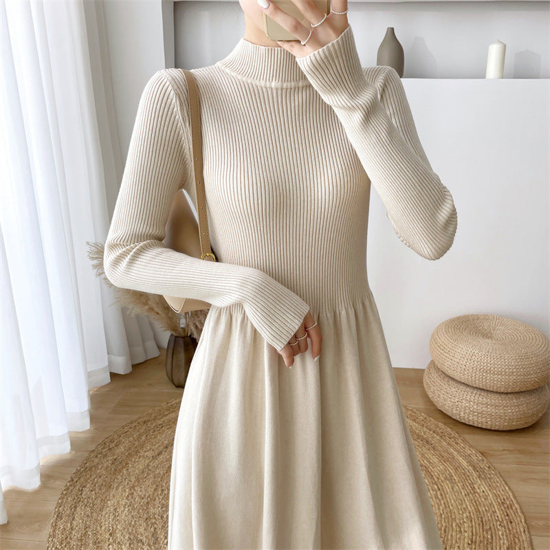 Damen Elegantes Midi-Kleid Dehnbar Langärmlig Norvielle