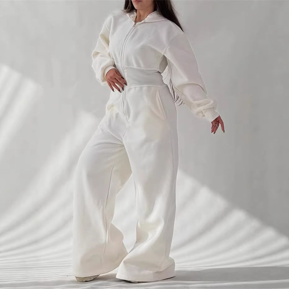 Damen Jumpsuit Kapuze Weites Bein Norvielle