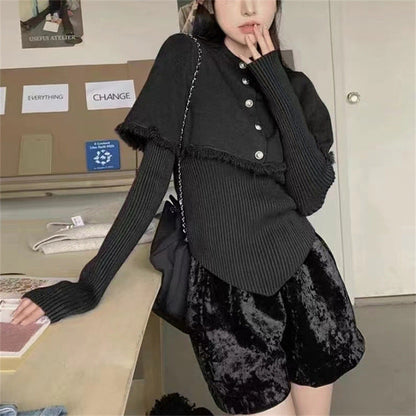 Damen Pullover Abnehmbare Schulterpartie Knopfdetails Norvielle