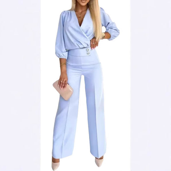 Damen Jumpsuit Wickeloberteil Hochtailliert Norvielle