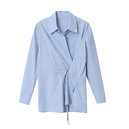 Damen Wickelbluse Dekorativ Knöpfe Elegantes Bindeband